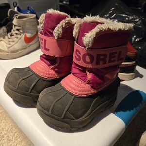 Sorel Kids Pink and Black Winter Boots